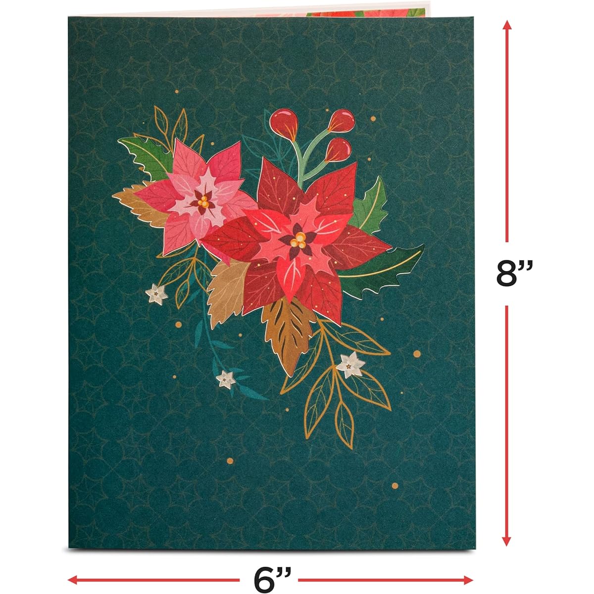 Frndly by Paper Love Pop Up Christmas Card Poinsettia Bouquet Handmade 3D Pop Up Greeting Card for Christmas Holiday Winter 100% Recycled and Eco-Friendly 8" x 6" Cover with Removable Memo Tag