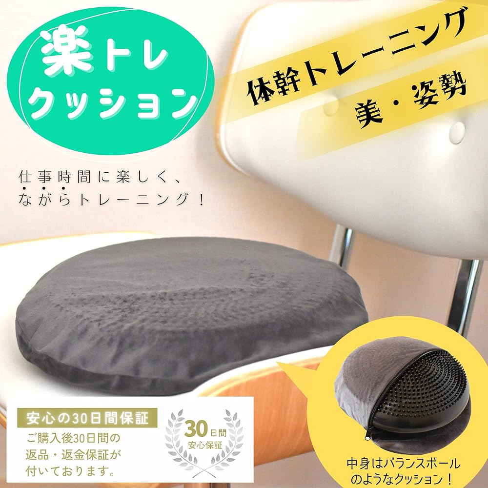 TeamOneDay [Supervised by a US certified personal trainer] Raku Training Cushion with dedicated cover, Balance Cushion with Pump, Diet, Core Training, Exercise, Inner Muscle Balance Disc, Desk Work (Dark Gray (Body + Cover))