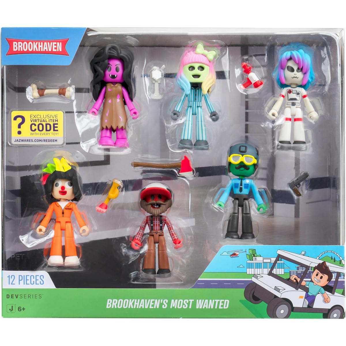 DevSeries Brookhaven's Most Wanted Six 2.75" Mix & Match Figures with Unique Accessories and Exclusive Virtual Item Code