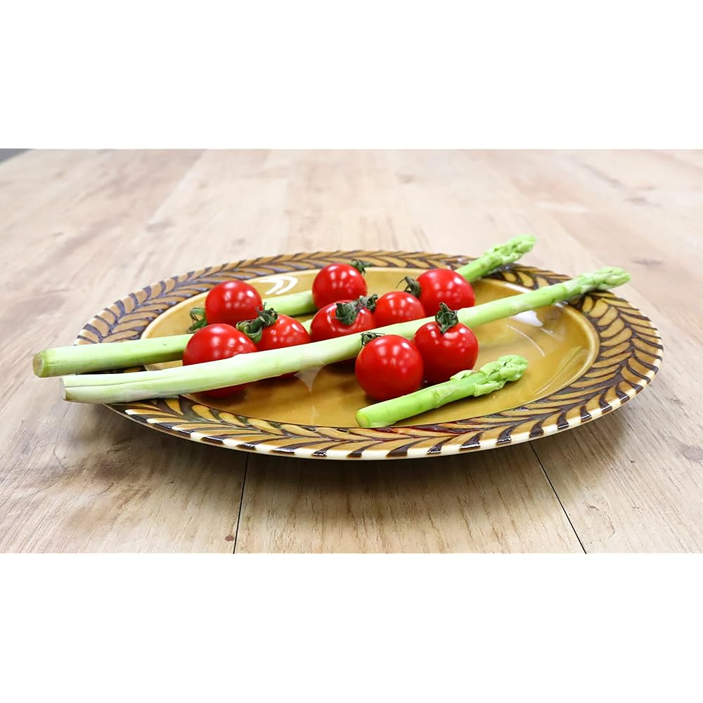 [Commercial use set] Plate series that lets you enjoy the feeling of a mountain hut, 24cm meat plate (caramel), 10-piece set