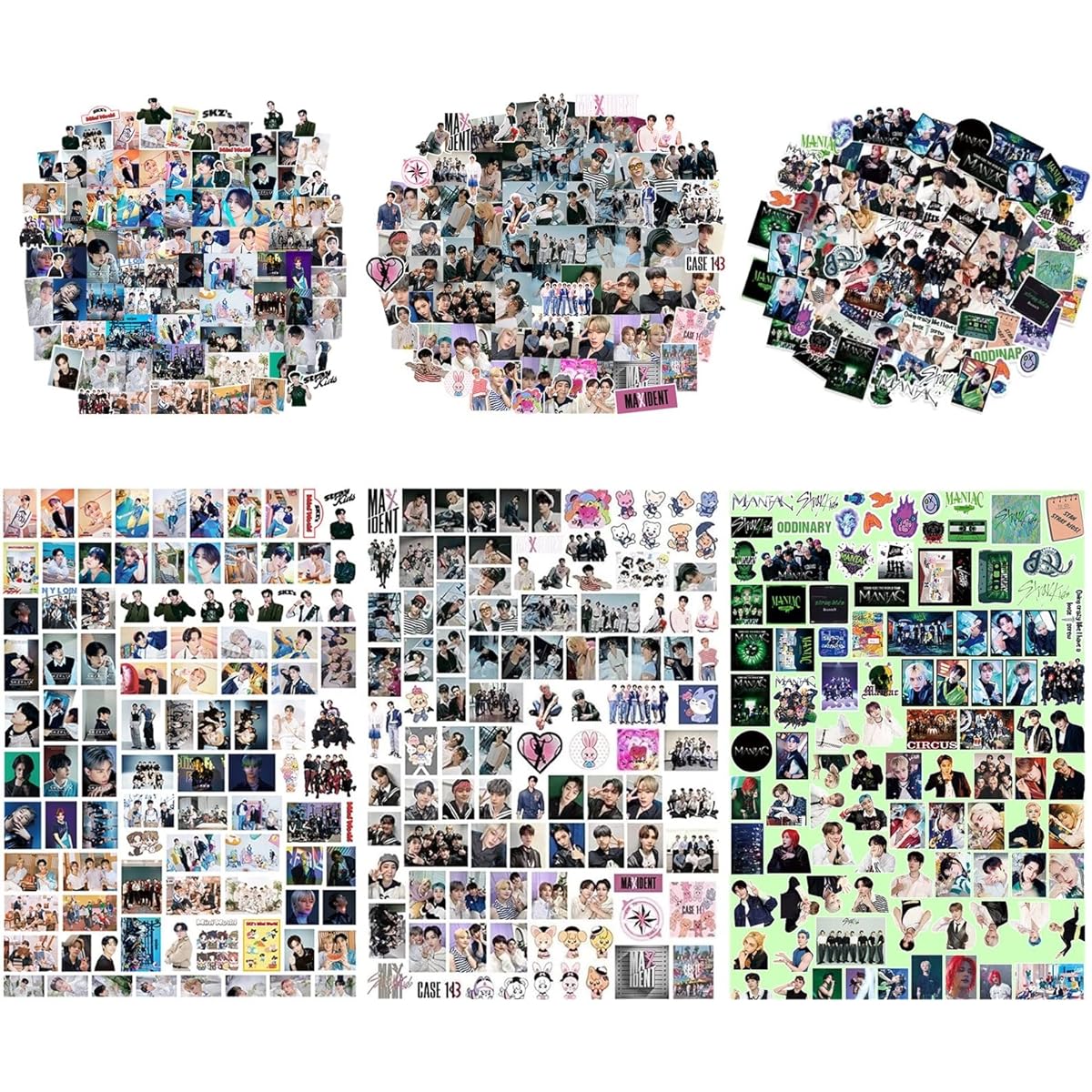 Stray-Kids Sticker Set 280 Pieces Stray-Kids Cute Stickers Door Car Skateboard Cell Phone Stickers Gift for Fans (Black)