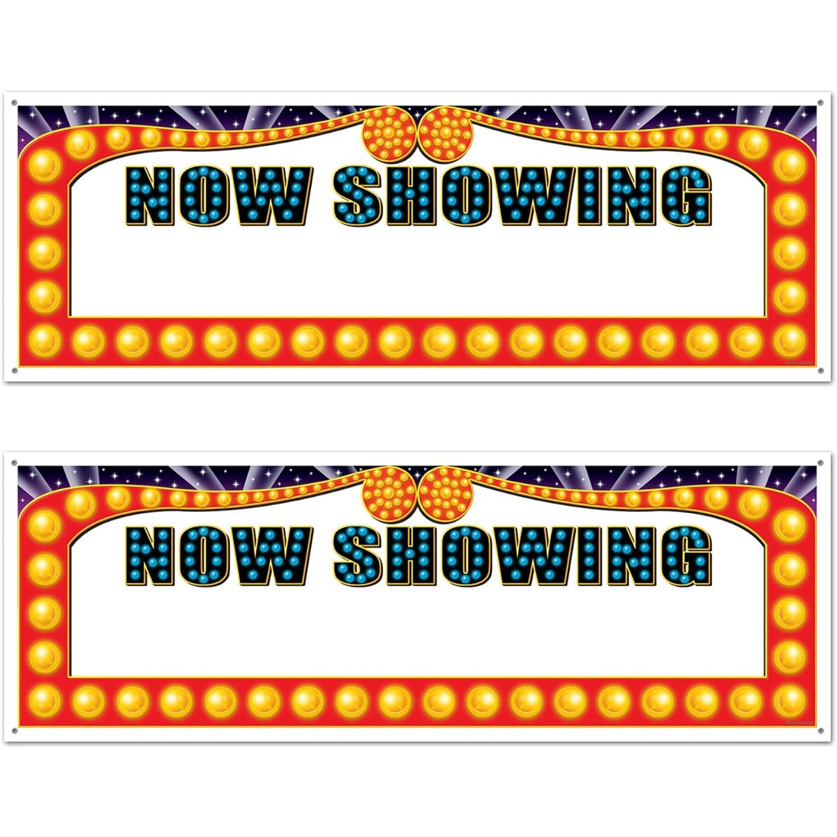 Beistle 2 Piece Now Showing Sign Banner 5ft x 21in