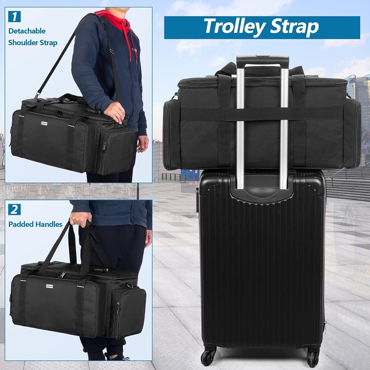 HODRANT Large DJ Gig Bag Travel DJ Cable File Case with Padded Bottom & Removable Divider DJ Gear Storage Organizer for Microphone, 14" Laptop, Sound Equipment & Instruments, Black Bag Only