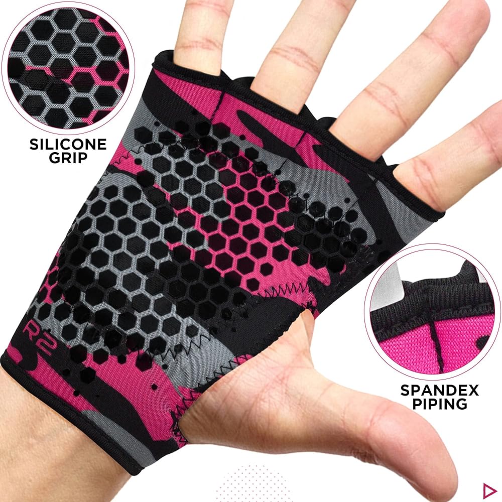 RDX Weightlifting Gym Gloves Anti-Slip Long Strap Muscle Training Pull Up Chin Up Powerlifting Workout (Pink, XS/S)