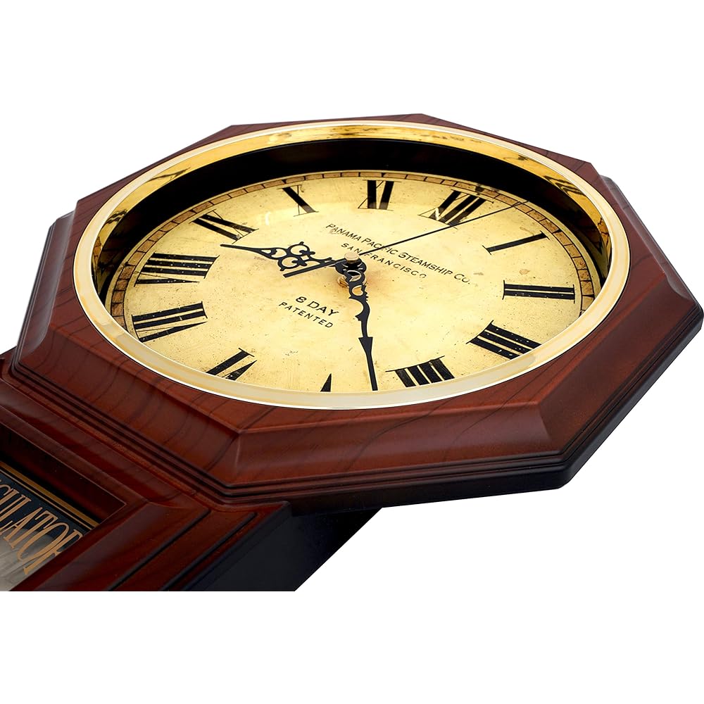 Jutime Traditional Schoolhouse Vintage Roman Pendulum Wall Clock Hourly Chime with Westminster Melody (PP-VR-DW Dark Wood Grain)