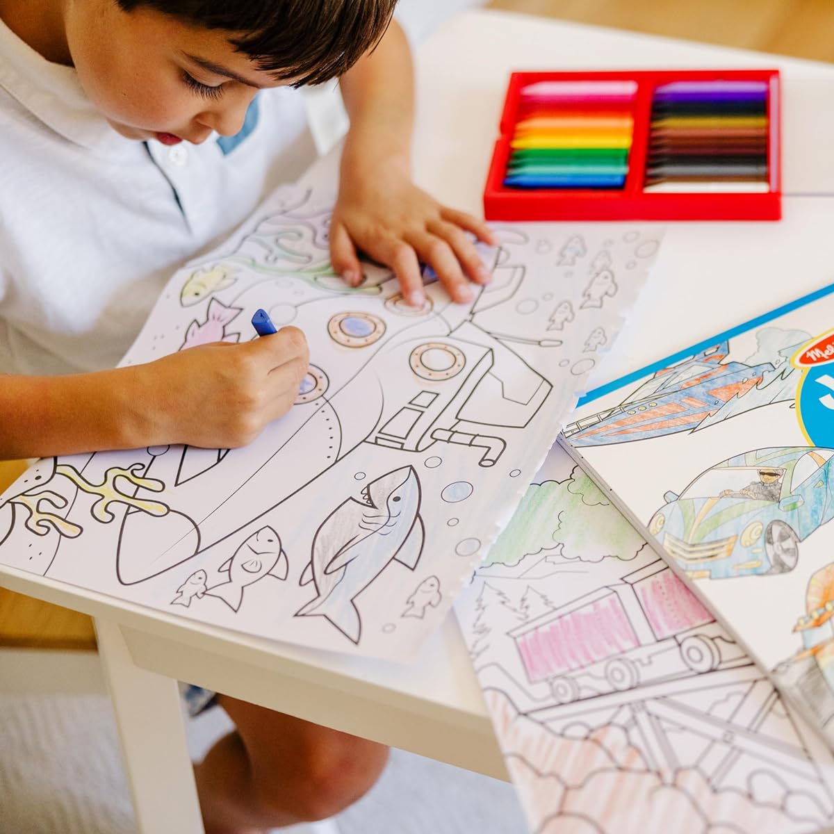 Melissa & Doug Jumbo Coloring Pad: Vehicles - 50 Pages of White Bond Paper (11 x 14 inches)