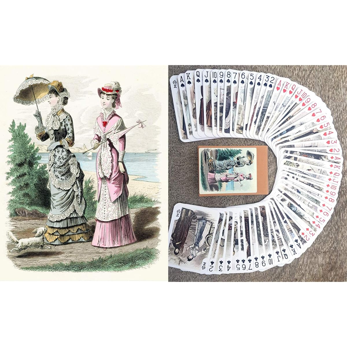 Victorian Fashion Playing Cards (Poker Deck 54 Cards All Different) Vintage Fashion Edwardian Lady Haute Couture