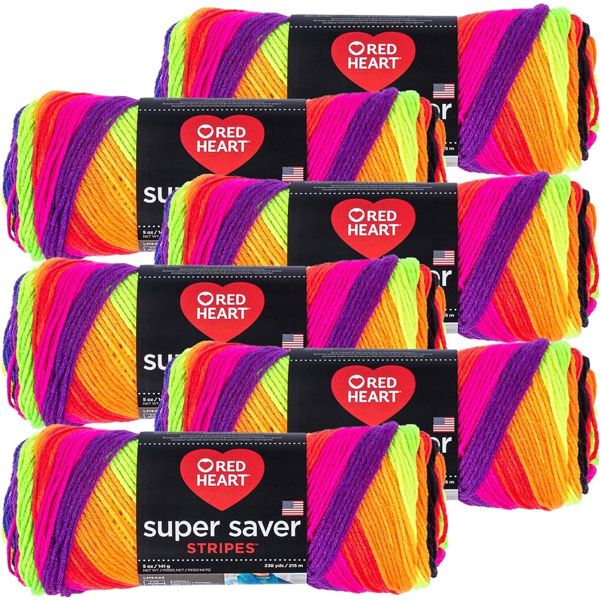 Red Heart Bright Stripe Super Saver Yarn 6-Pack 6-Pack