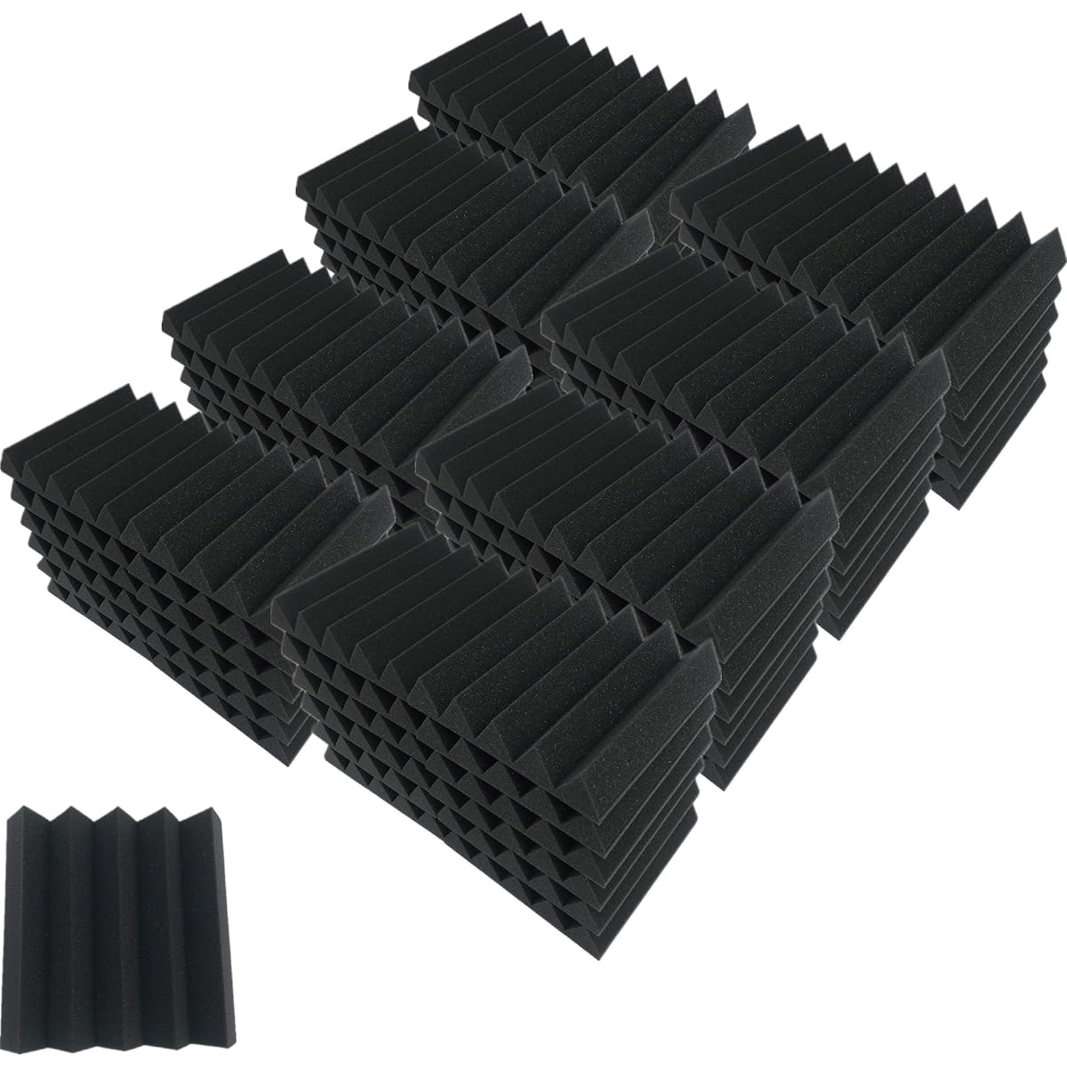 ONE STEP Sound Absorbing Material, Polyurethane Sound Absorbing Material, Noise Reduction, Soundproofing, Sound Absorption, Interior Decoration, Musical Instruments, Piano Room, Car Audio (96 Sheets, Black)