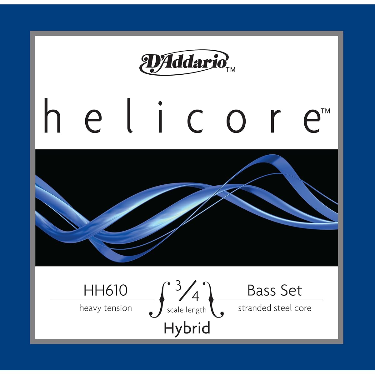 D'Addario Wood Base (Contrabass) Strings Helicore Hybrid Set HH610 3/4H Heavy Tension [Domestic Genuine Product]