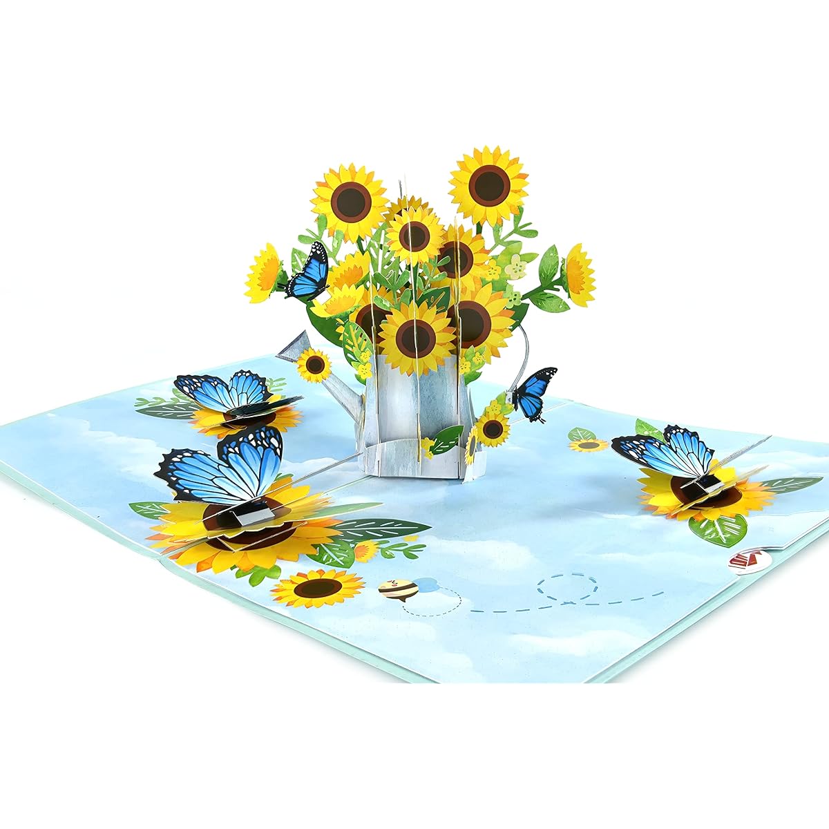 Tea Bug Cards Sunflowers in a Watering Can Pop Up Cards Mother's Day Birthday Anniversary Spring Cards Get Well Soon All Occasions
