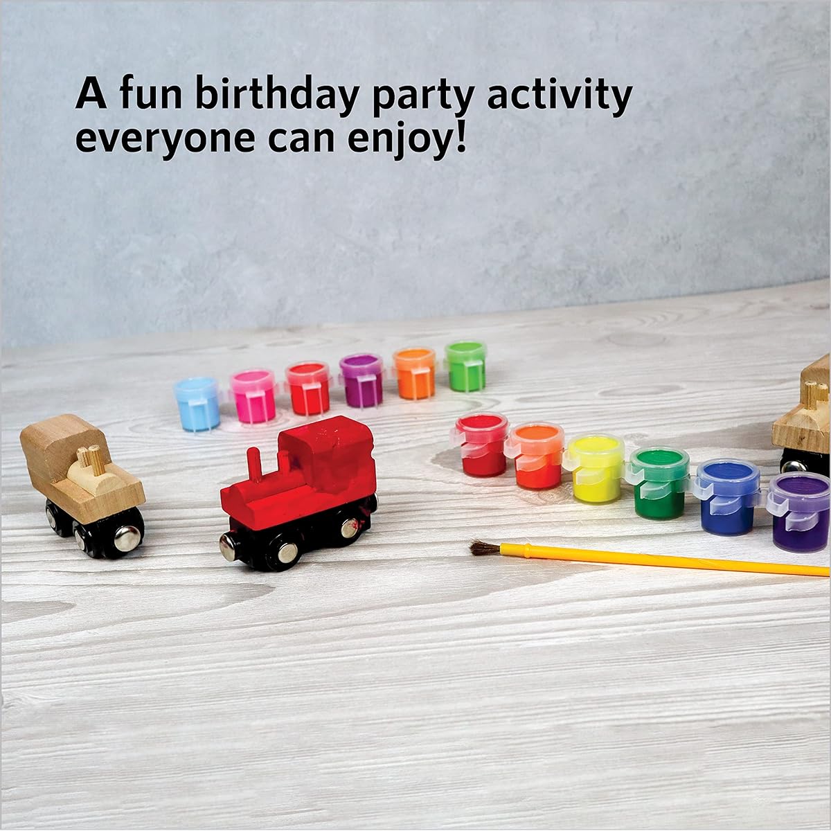 24 Pieces Wooden Trains - DIY Unpainted Magnetic Wooden Train Cars - Perfect for Painting Projects, Crafts, and Birthday Parties Compatible with Thomas, Chuggington, and Brio