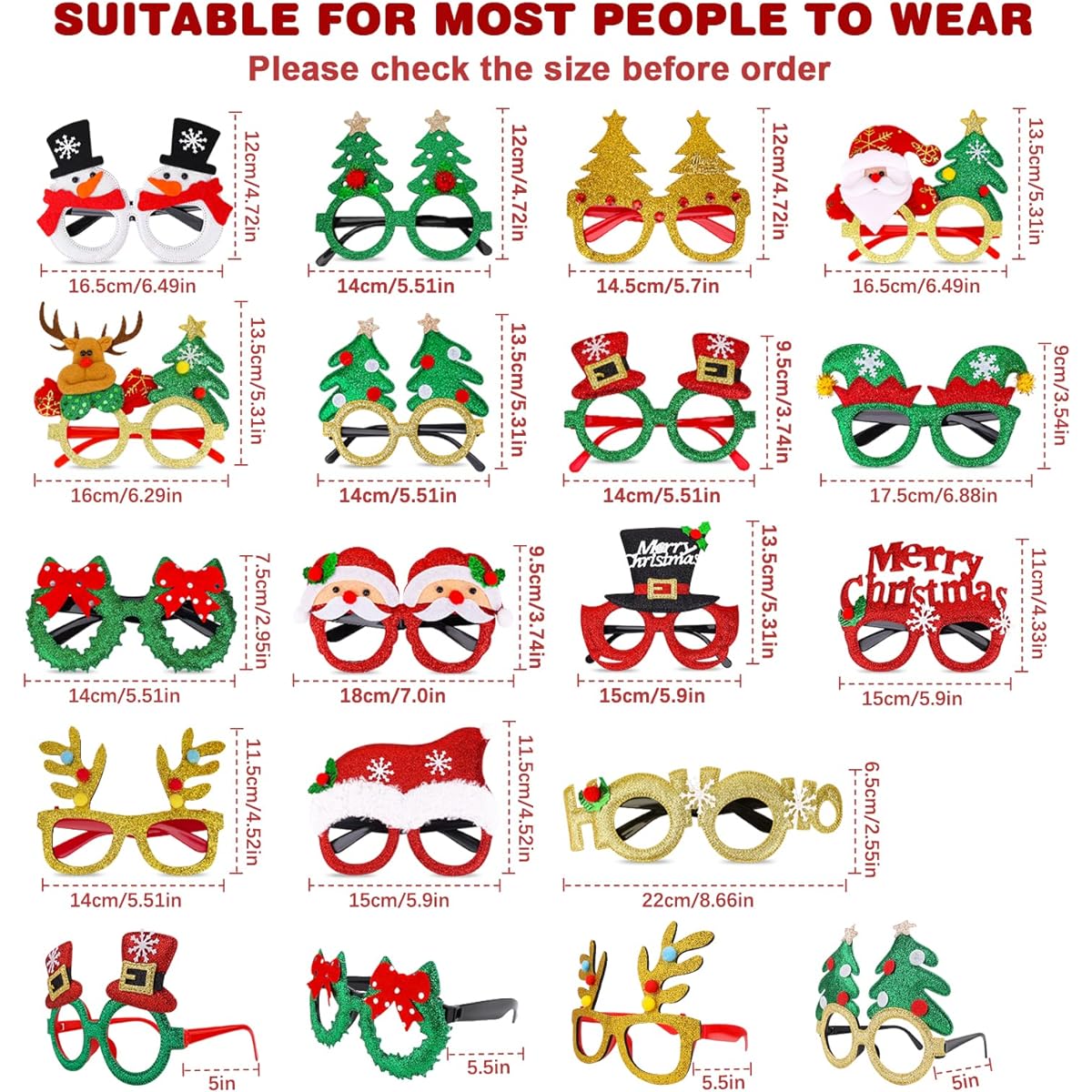 EEOCWF 15pcs Christmas Glasses Frames Holiday Party Eyeglasses Frames Christmas Decorations Christmas Photo Props Eyewear Christmas Party Favors for Christmas Dinner Picnic