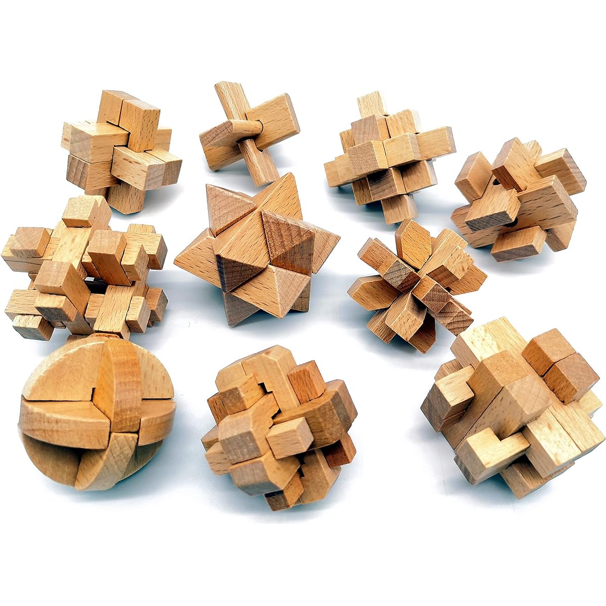 Guaishou 10" 3D Small Wooden Puzzle Kongming Lock IQ Test Toy for Teens and Adults