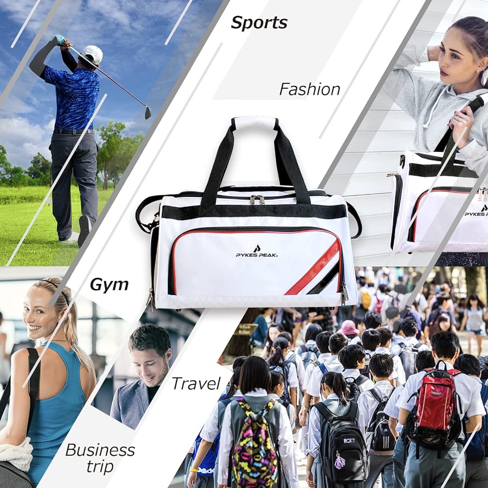 [PYKES PEAK] Boston Bag 40L Sports Bag Golf Bag Gym Travel Large Capacity Waterproofing [Includes Shoe In Pocket] Men's Women's