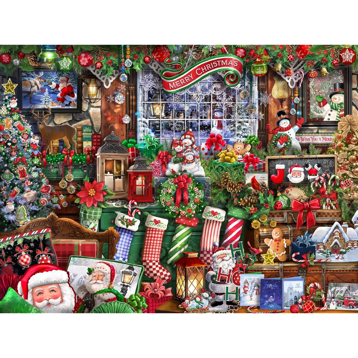 Vermont Christmas Company Christmas Collectible Jigsaw Puzzle 550 Piece - Fun Christmas Collage for Adults & Young Adults - 24" x 18"