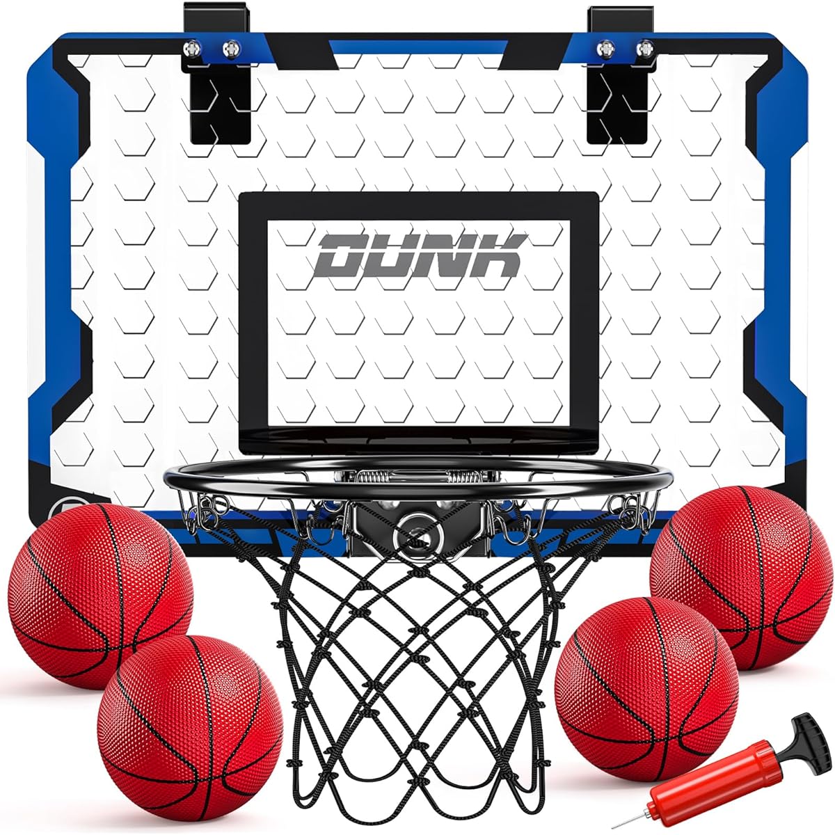 TEMI Indoor Basketball Hoop for Kids, Mini Basketball Hoop with 4 Balls, Door Room Basketball Hoop, Basketball Toys for Boys Girls 3 4 5 6 7 8 9 10 11 12