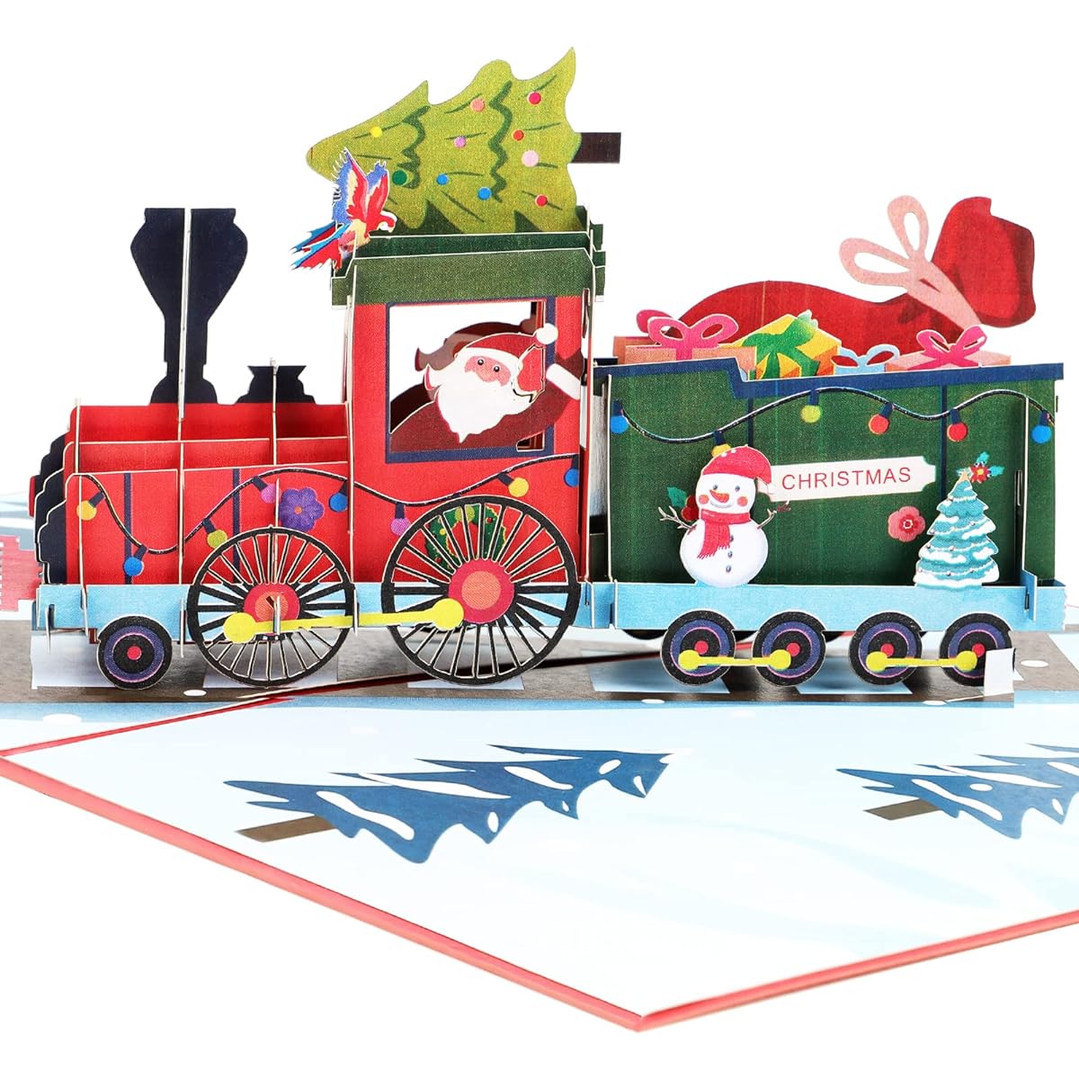 Santa Train Pop Up Cards Christmas Pop Up Train Cards with Notes and Envelopes 3D Santa Train Greeting Cards Holiday Pop Up Cards Handmade Christmas Cards for Mom Kids Grandma Friends (Train)