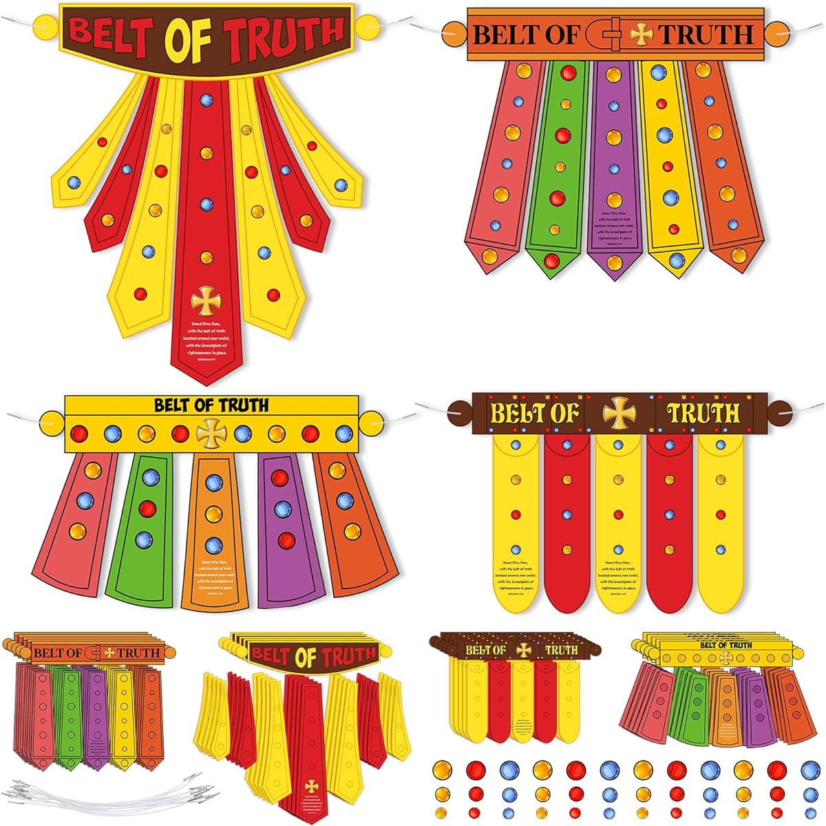Lunmon 24 Sets Armor of God Craft Kit for Kids DIY Armor of God Belt Craft Sunday School Crafts Religious Christian Bible Crafts for Kids Fun Home Classroom Activities Party Favors Decorations