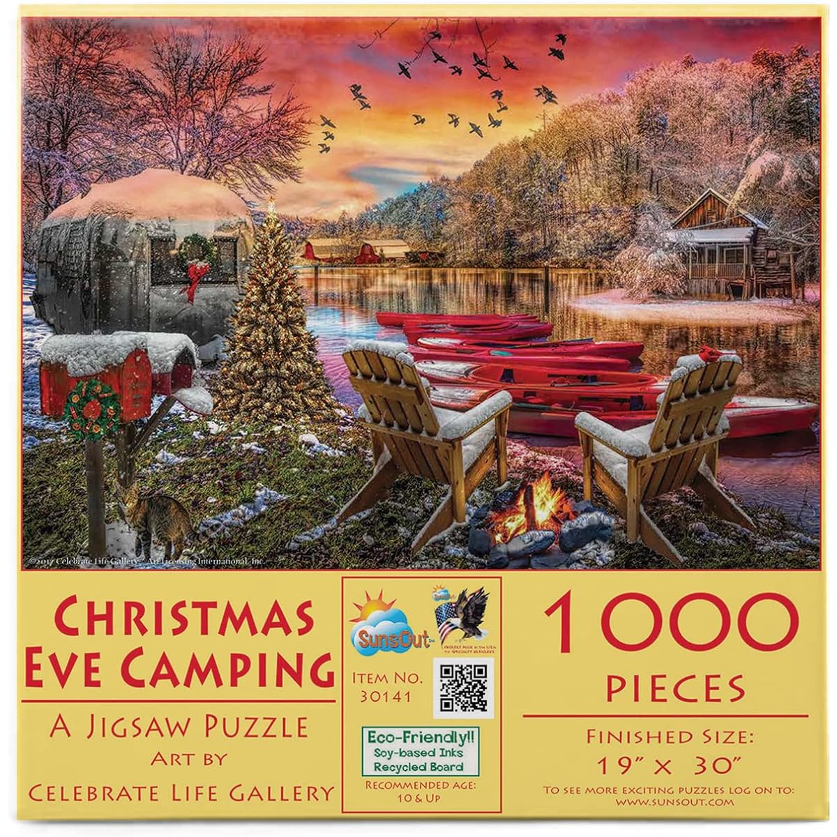 SUNSOUT INC - Christmas Eve Camp - 1000 Piece Jigsaw Puzzle Artist: Celebrate Life Gallery - Finished Size 19" x 30" Christmas - MPN# 30141