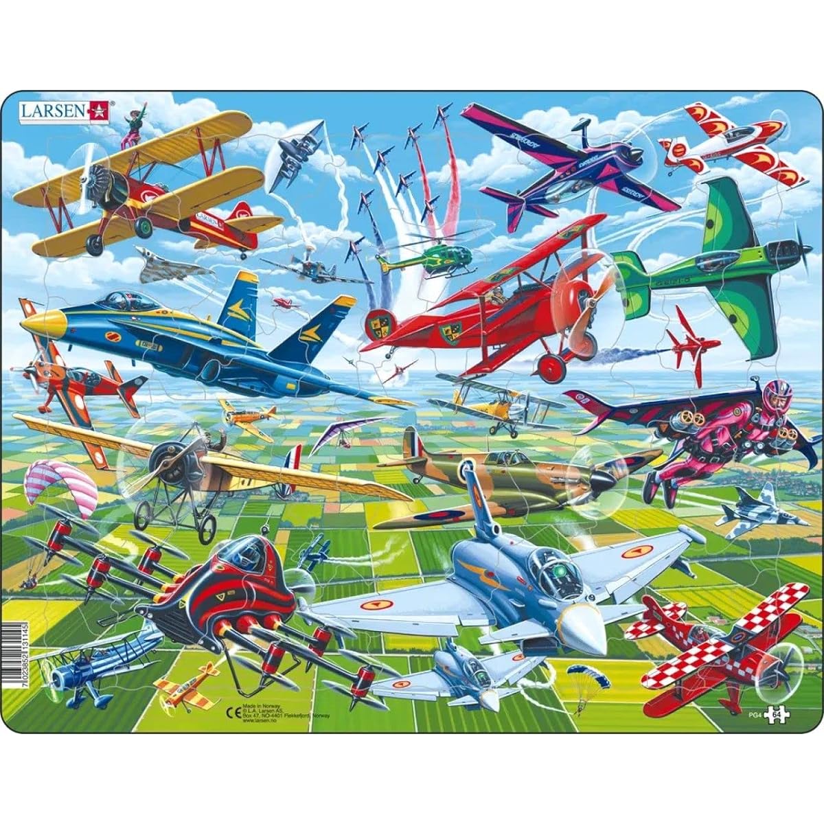 Larsen Puzzles Airplane Show 64 Piece Jigsaw Puzzle for Children