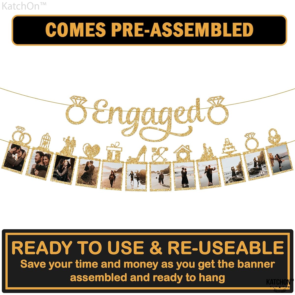 engagement gold photo glitter banner