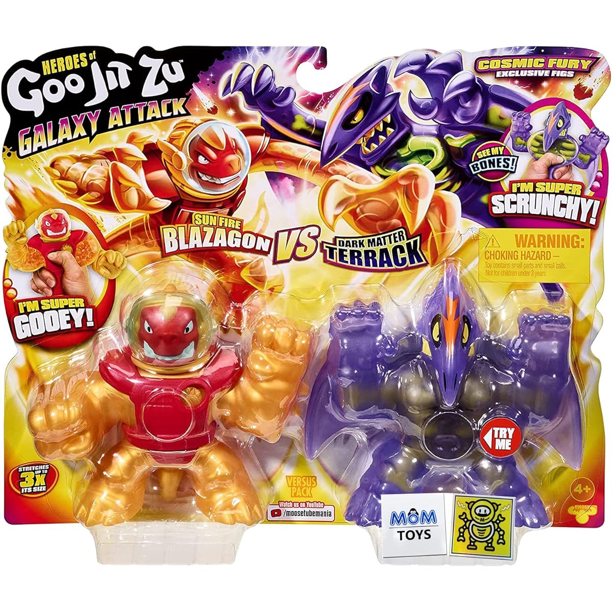 Heroes of Goo JIT Zu Galaxy Attack Sun Fire Blazagon vs Dark Matter Terrack Action Figure 2 Pack Toy Bundle with 2 My Outlet Mall Stickers