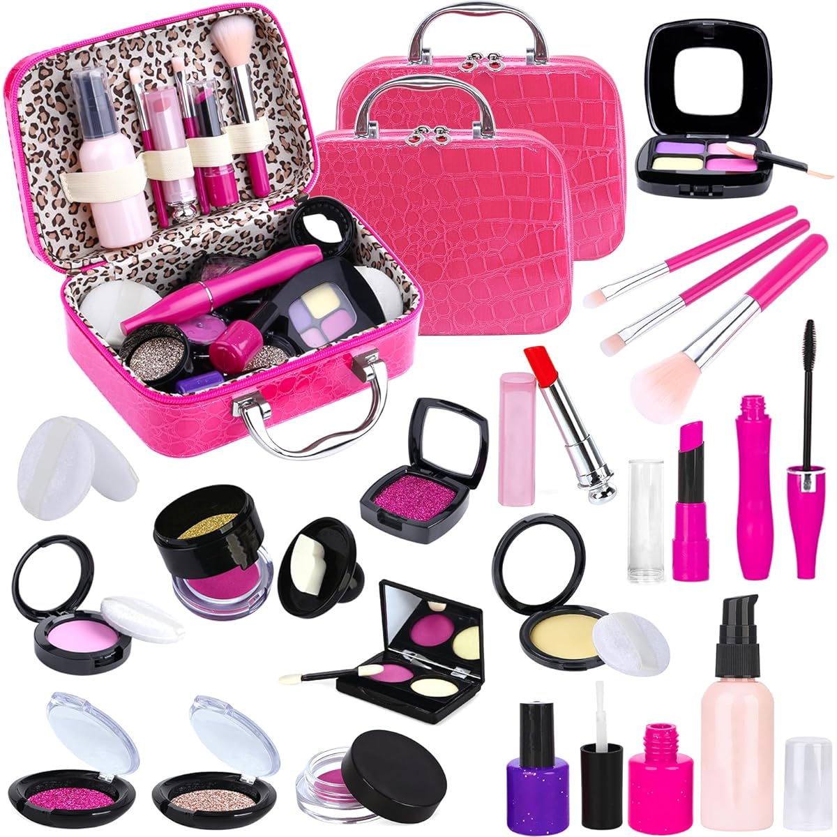 Tepsmigo 2 Pack Makeup Kit for Girls Kids Toy Makeup Set for Toddlers Children Birthday Gift (Not Real Makeup)