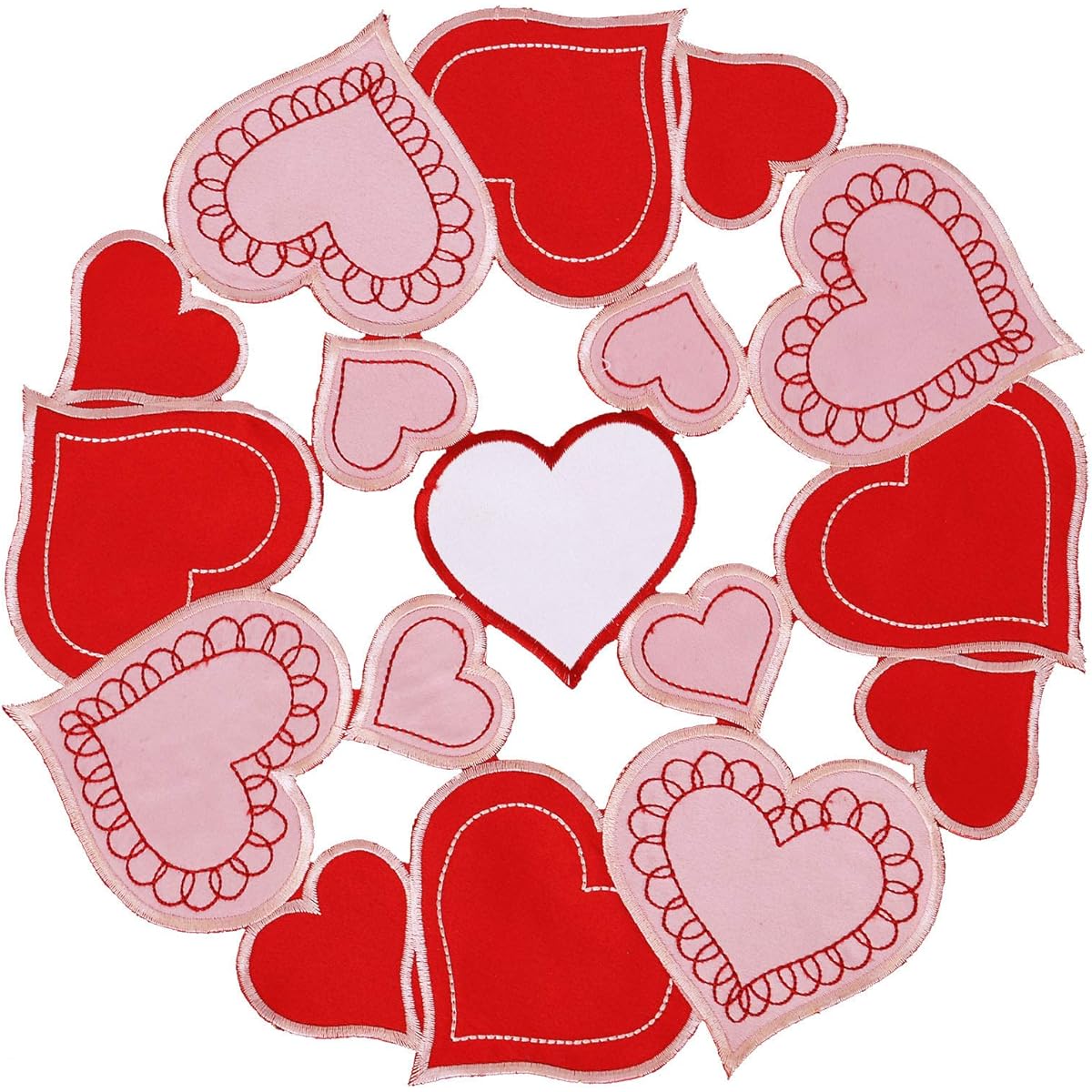 Simhomsen Embroidered Love Heart Round Doily Placemats, Round 15 Inch, Perfect for Valentine's Day, Mother's Day, Wedding Anniversary, Marriage Proposal, Engagement, Romantic Events and Parties