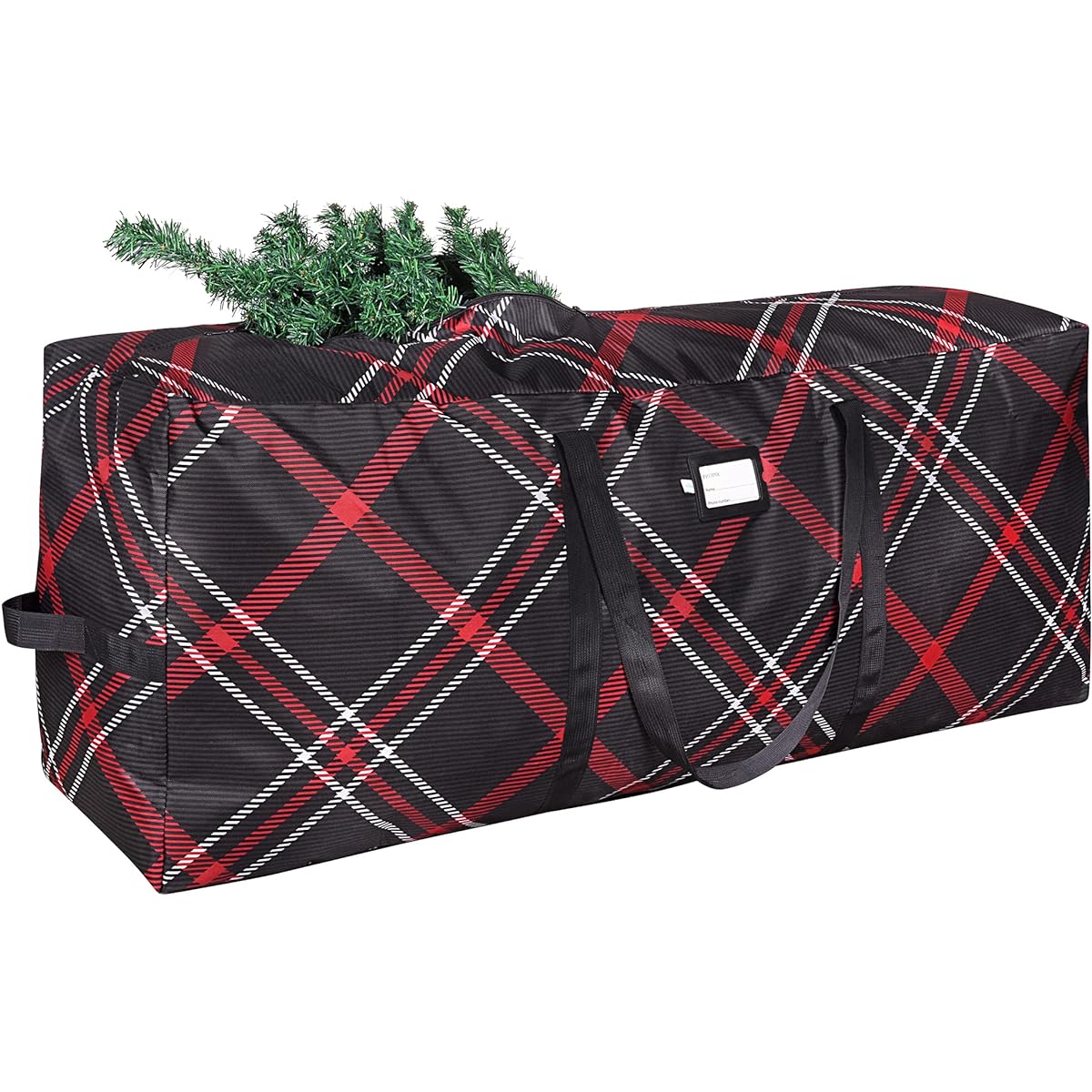 ProPik Christmas Tree Storage Bag - Fits 9' Tall Disassembled Trees, 25" H x 20" W x 65" L, Heavy Duty Plaid Storage Container, Durable 600D Oxford Material