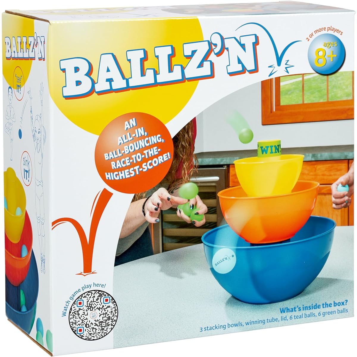 Ballz'n | Fast Paced Pong Ball Bounce Trick Shot Game for Tipsy Adult and Family Game Night | Fun Family Board Games Floor Games Party Games Adult Games | Portable and Easy Storage | Plays 2-6 Players