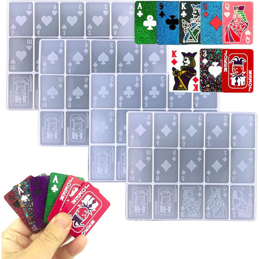 4 Pieces Playing Cards Silicone Resin Mold Poker Mold Epoxy Silicone Casting Mold for Rummy Blackjack Canasta Euchre Pinochle Card Game, 3D DIY Handmade Crafts