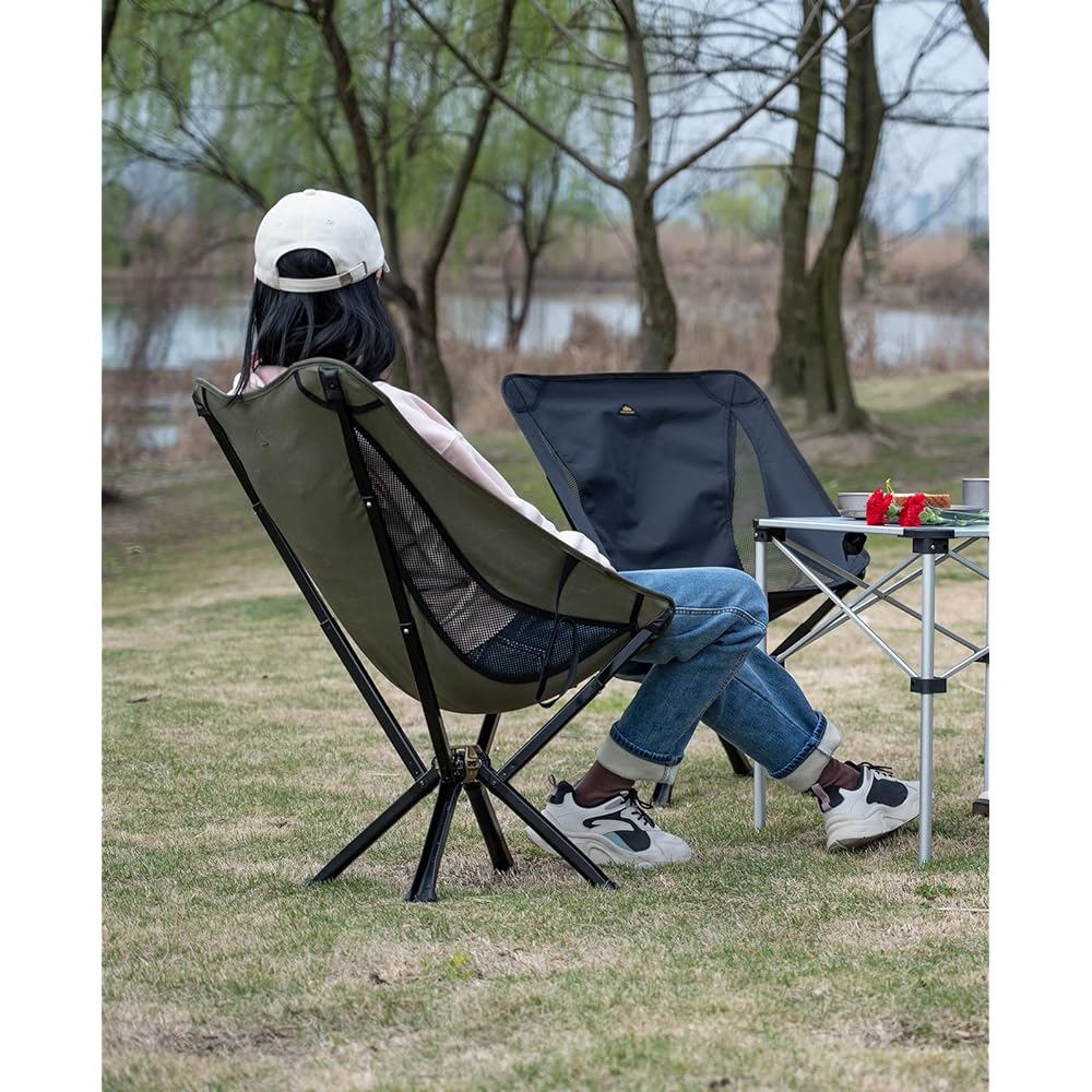 iClimb Outdoor Chair, Compact Folding Beach Chair with Storage Bag, Convenient to Carry, Fishing, Camping, Bag Packing, Hiking, Sports Day Concert (M size, Black)