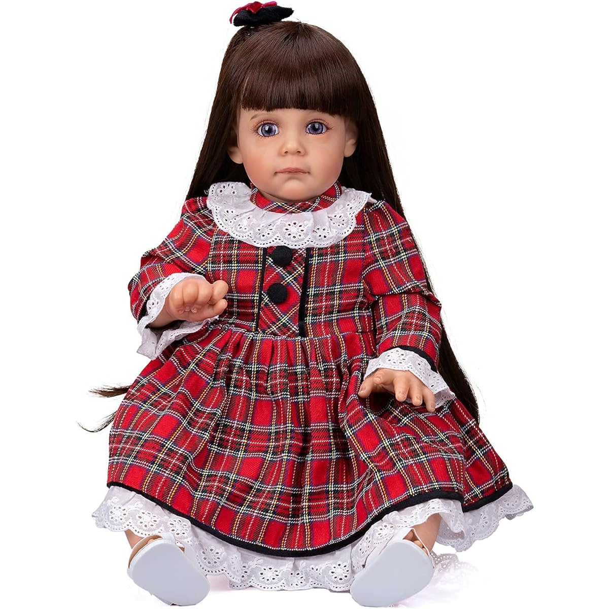 Pinky Reborn Real Life Toddler Baby Doll Long Hair Girl 24" Newborn Baby Doll Gift Set for Ages 3+