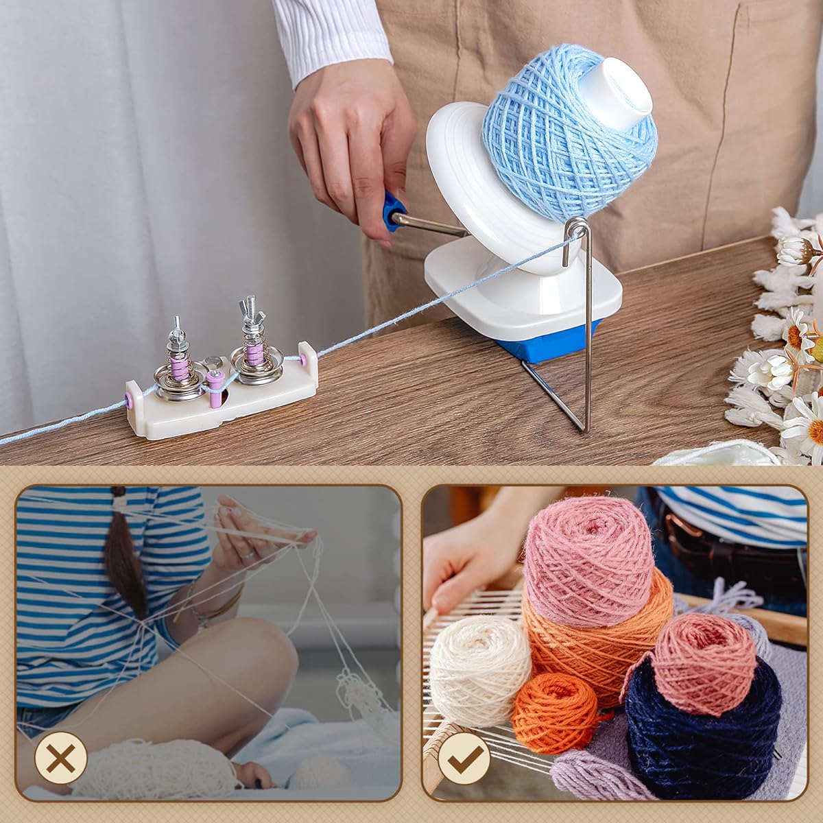 Adhafera Yarn Winder with Yarn Guide, Crochet Yarn Ball Winder, Helper for Yarn Collection Lovers