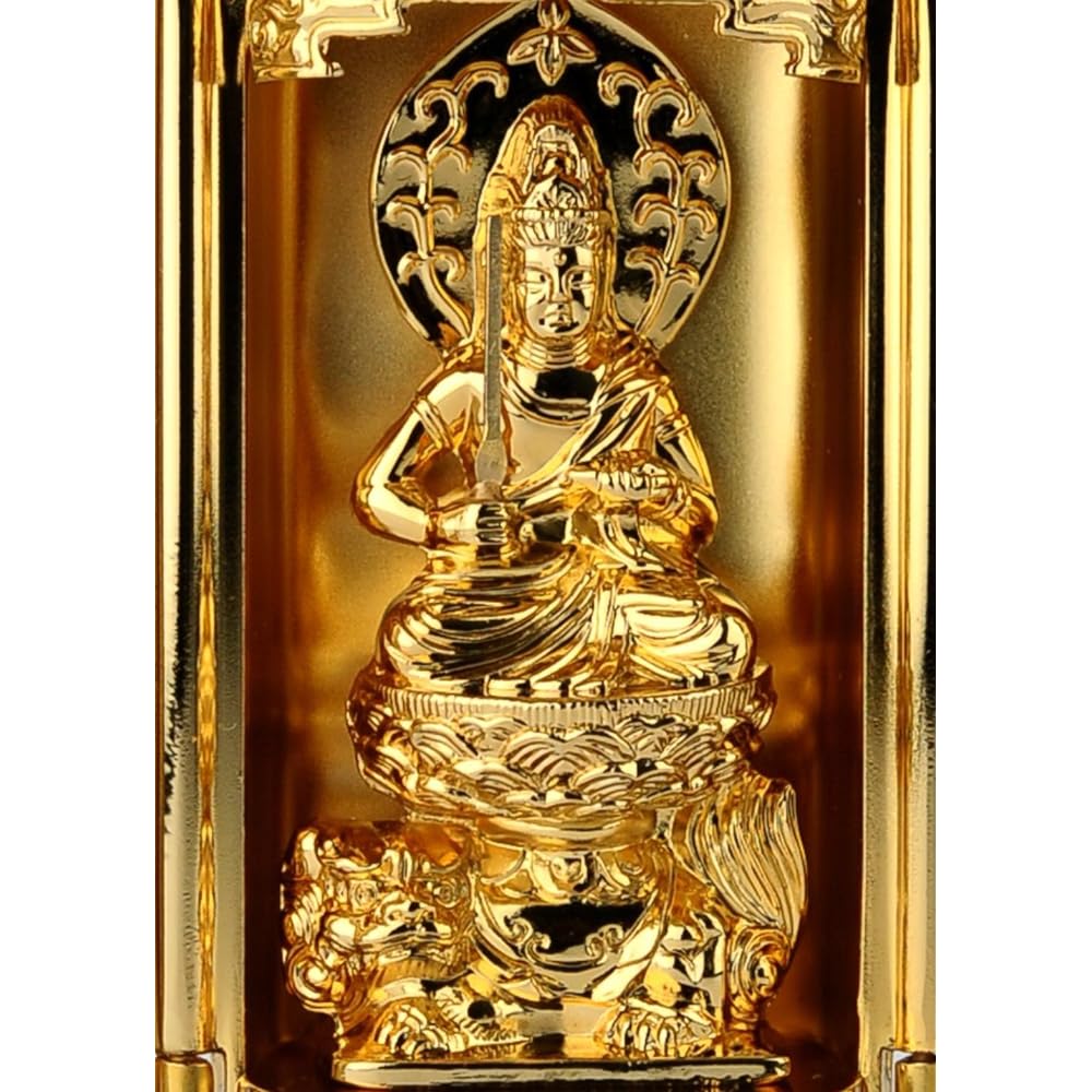 Buddha statue Manjusri Bodhisattva with Zushi (gold plated/24K gold) Buddhist sculptor: Keiaki Watanabe Original model_ (born in the year of the Rabbit) Zodiac guardian main image Zodiac Takaoka bronze ware (Monjubosatsu)