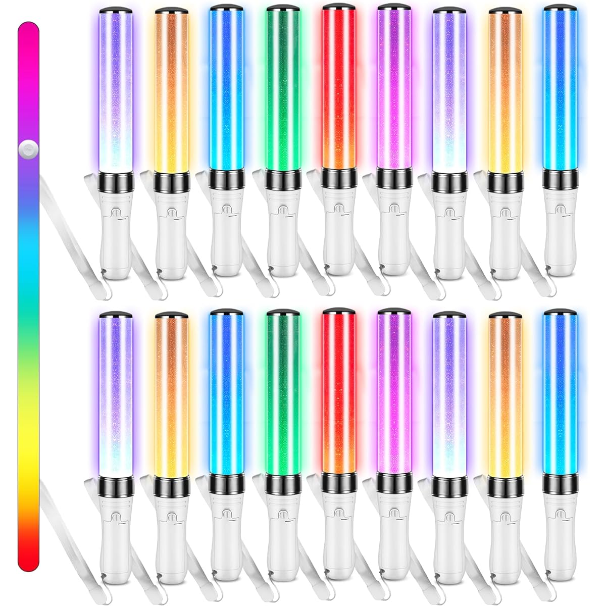 Lewtemi LED Glow Sticks 15 Colors Party Flashing Lights Multicolor 2 Light Modes Bright Flashing Light Sticks for Festival Rave Birthday Concert Party Supplies (6 Pieces)