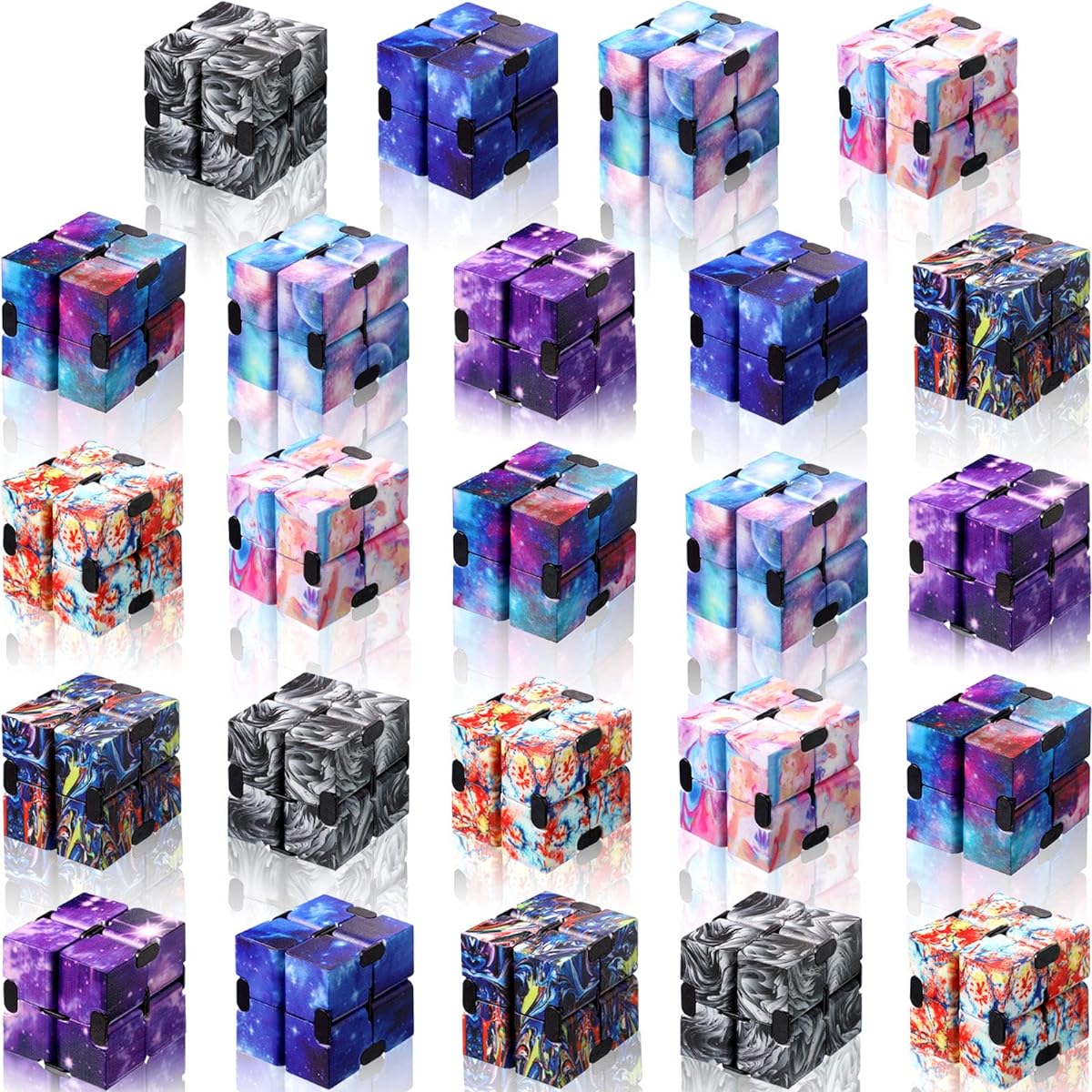 24 Pieces Cube Toy Perception Fidget Toy Cube Toy Perception Handheld Fidget Block Fidget Game Finger Cube Gadget Gift Adult Anxiety Stress Relief Starry Sky Style