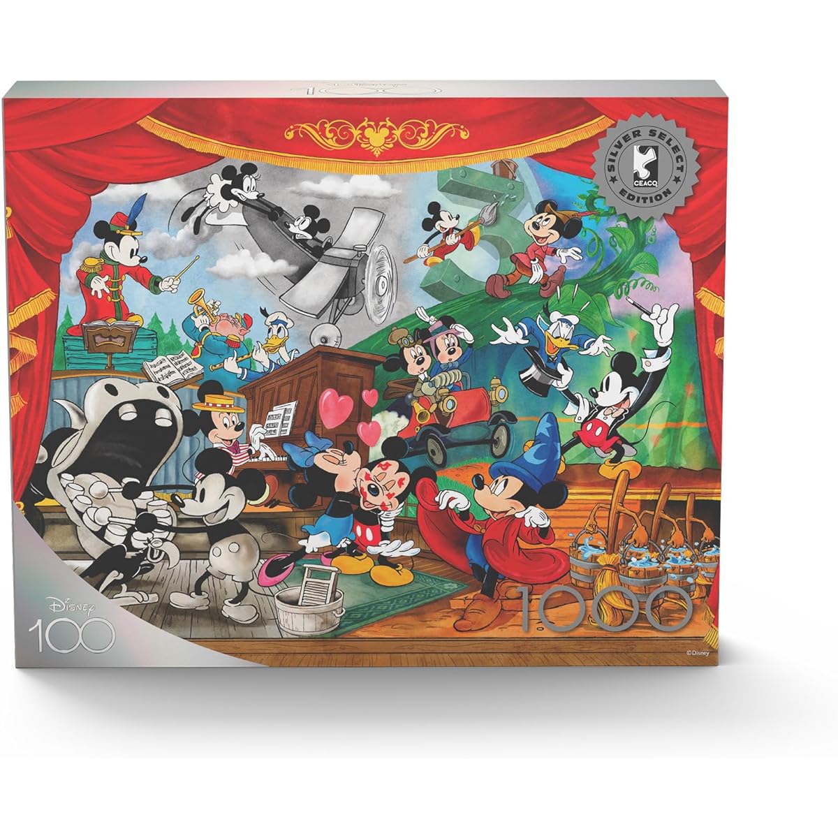 Ceaco - Silver Select - D100 - Mickey Through the Years - 1000 Piece Jigsaw Puzzle for Adults Challenging Puzzle Perfect for Game Night - Finished Size 26.75 x 19.75