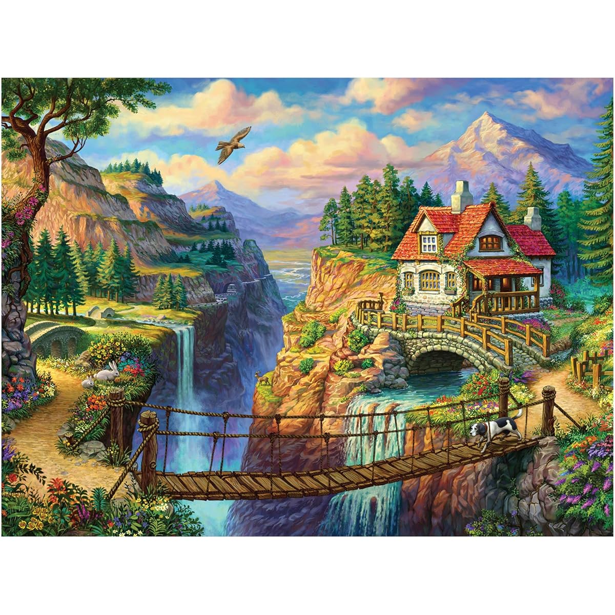 The Jigsaw Puzzle Factory House on The Cliff Puzzle Game for Adults, 550 Pieces, Full Size, 26 x 19 Inches, 100% Biodegradable