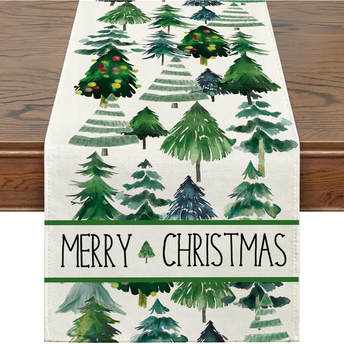 Siilues Christmas Table Runner Christmas Tree Decorations Christmas Table Runner for Table Seasonal Christmas Winter Holiday Decorations Indoor Outdoor Dining Table Decoration SOTR29 (13" x 72")