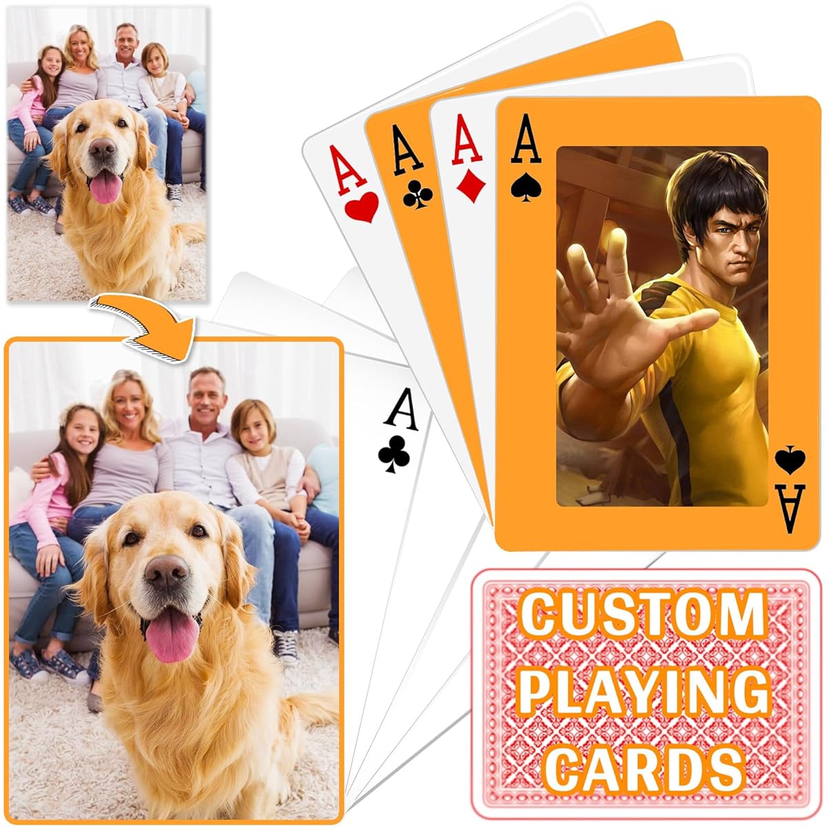 LuckyLight Custom Playing Cards with Photos, Personalized Standard Poker Cards with Photos, Create Your Own Cool Card Game for Graduation, Wedding, Anniversary Parties