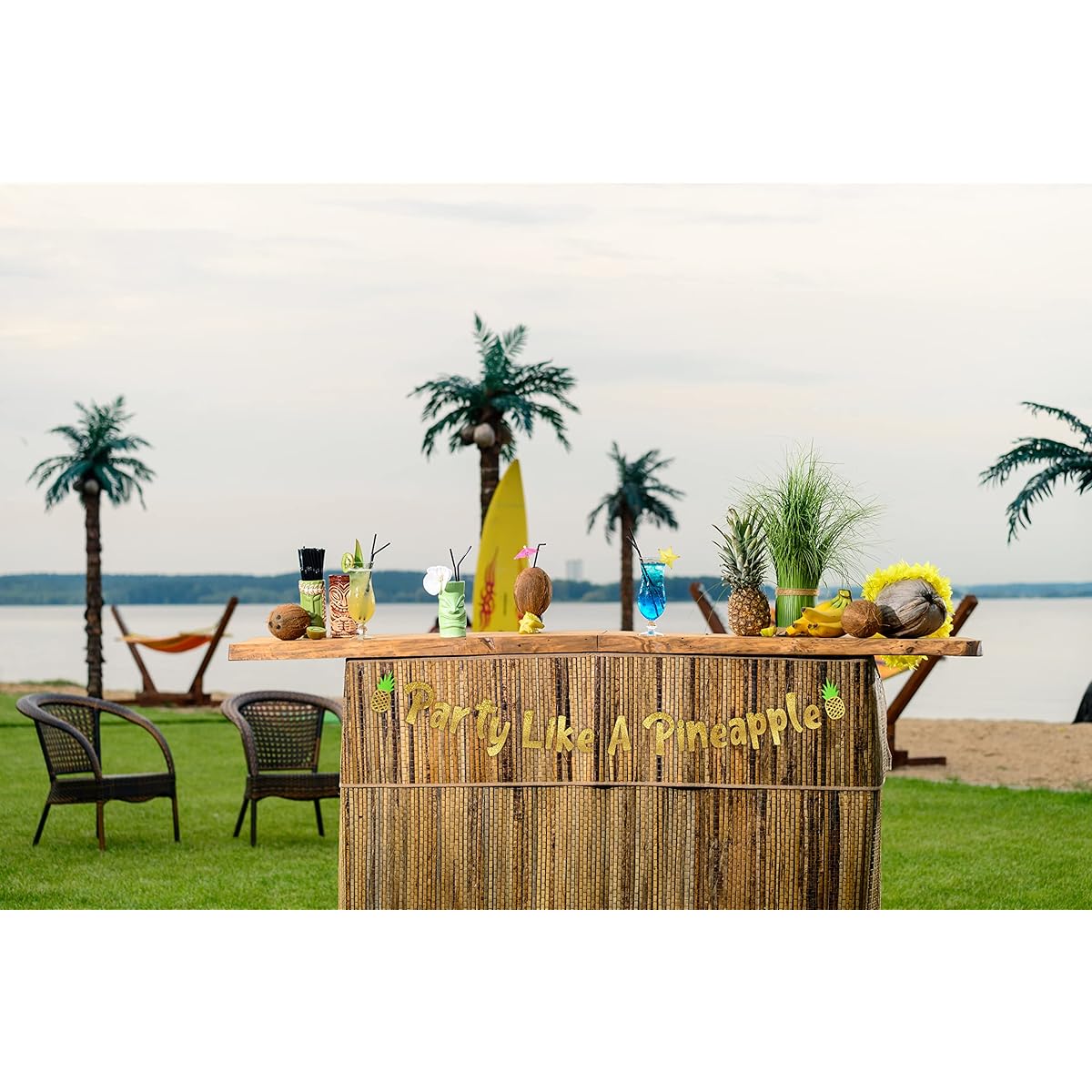 Party Like a Pineapple Luau Theme Glitter Banner Hawaii Aloha Tropical Tiki Summer Theme Beach or Pool Party Decorations Favors & Supplies