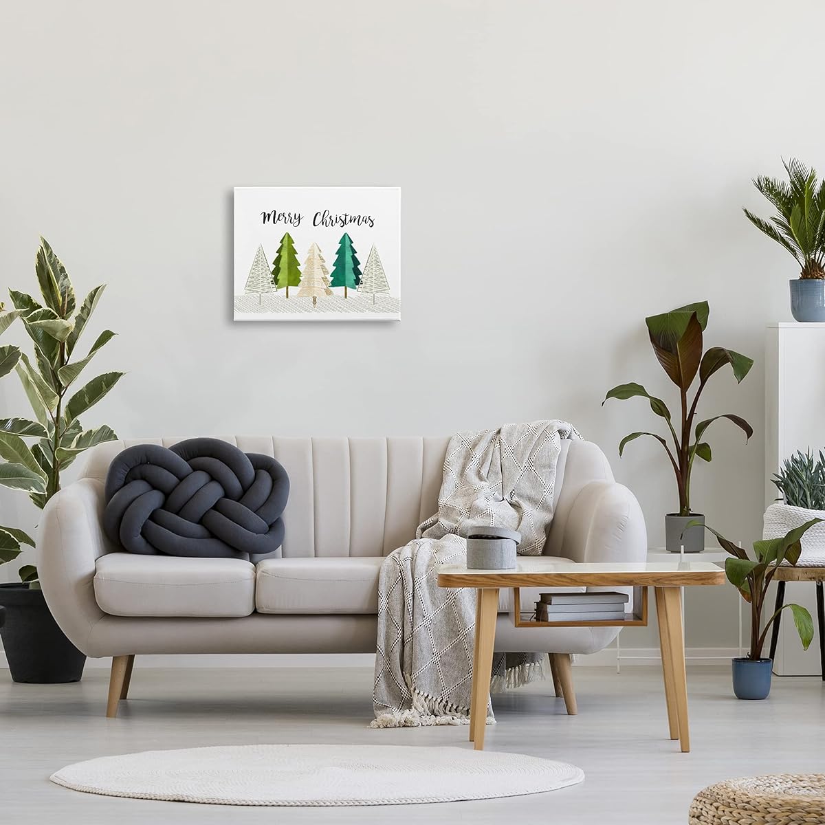 Stupell Industries Merry Christmas Greetings Modern Minimalist Pine Tree, Ziwei Li Canvas Wall Art 16 x 20 Green