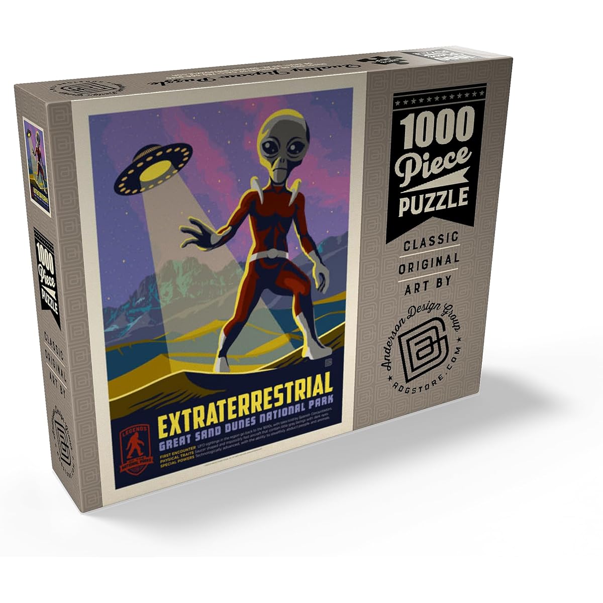 Legends of The National Parks: Great Sand Dune's Extraterrestrials Vintage Poster - Premium 1000 Piece Jigsaw Puzzle for Adults