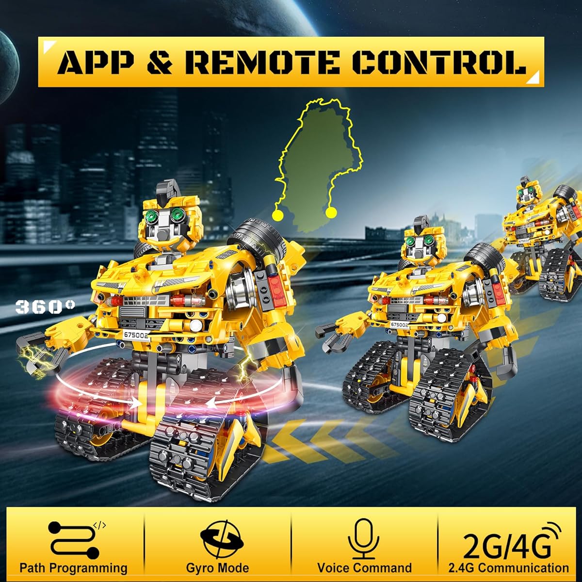JONRRYIN Robot Building Toys for Kids, Robot Building Kit, 2 in 1 App & Remote Controlled Robotics or Race Car Programmable Gift for Kids Ages 6+ (Racing Robot)