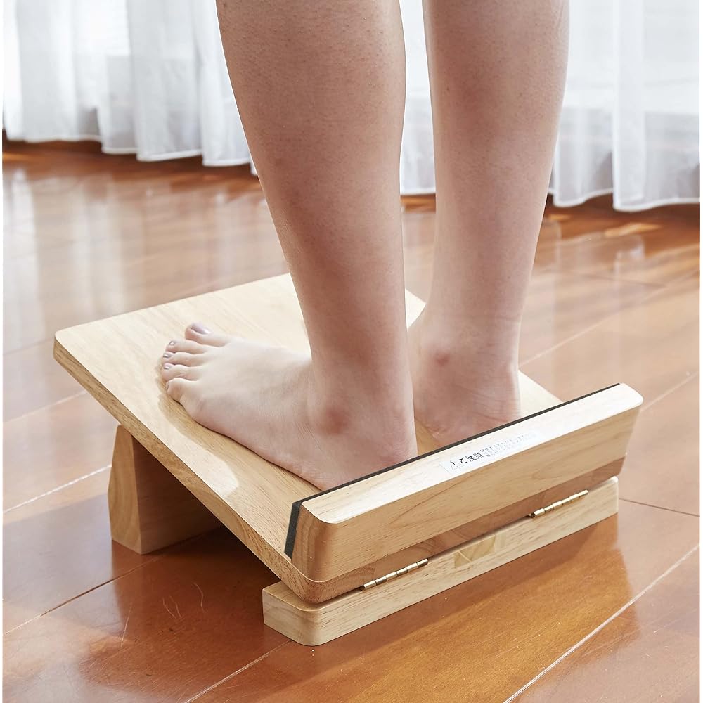 Fujiwa Sangyo Ankle Stretching Equipment, Ride Board, Wooden, 4 Level Adjustment, Heel, Cushion Included