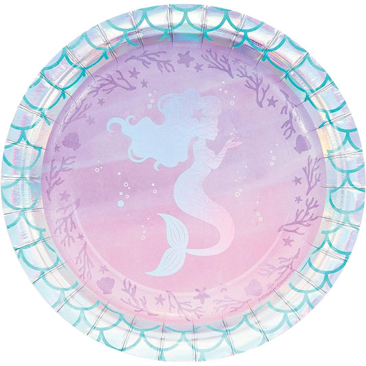 24 Iridescent Mermaid Party Dessert Plates