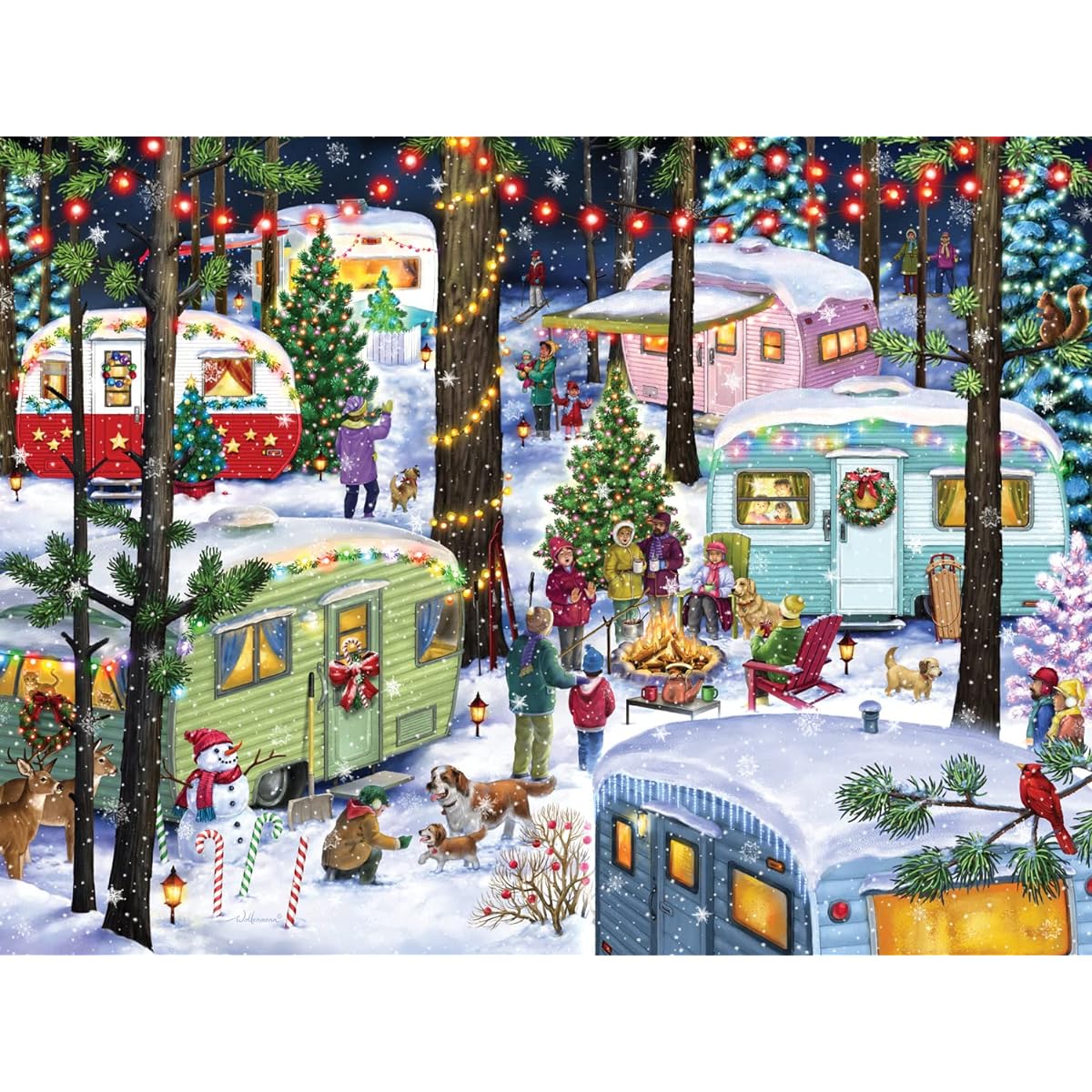 Vermont Christmas Company Christmas Campers Jigsaw Puzzle 500 Piece