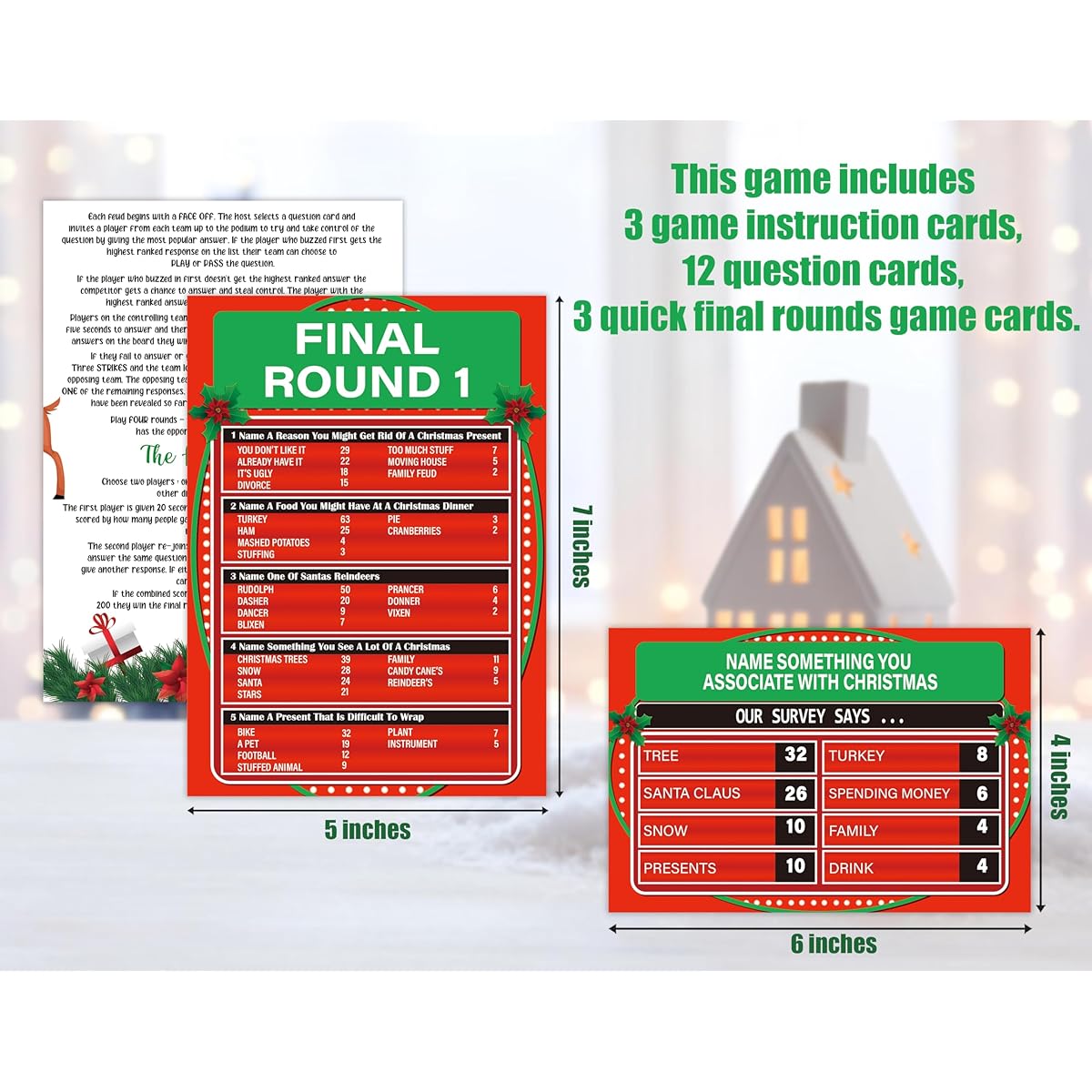 LP5 Christmas Friendly Feud Game Friendly Feud Quiz Baby Shower Game Cards for Adults Family Activities Feud Trivia Quiz Christmas Games Family Party Winter Party Supplies